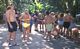 All (maybe) of our group in the queue at Dunns River Falls